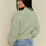 Jessie Relaxed High Neck Ribbed Sweater - Pistachio