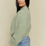 Jessie Relaxed High Neck Ribbed Sweater - Pistachio