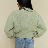 Jessie Relaxed High Neck Ribbed Sweater - Pistachio