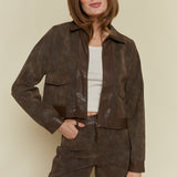 Zoe Cropped Faux Leather Jacket