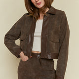 Zoe Cropped Faux Leather Jacket