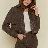 Zoe Cropped Faux Leather Jacket