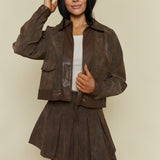 Hart Pleated Faux Leather Mini Skirt