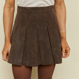 Hart Pleated Faux Leather Mini Skirt