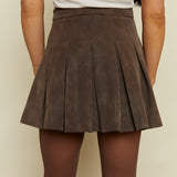 Hart Pleated Faux Leather Mini Skirt