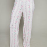 Jolene Floral Striped Lettuce Hem Pants