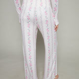 Jolene Floral Striped Lettuce Hem Pants