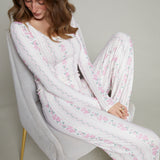 Miley Floral Striped Lettuce Hem Top