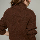 Saige Cable Knit Turtleneck Sweater - Brown