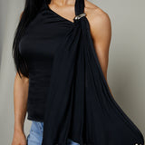 Onyx Asymmetrical Halter Top