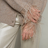 Raven Embellished Feather Trim Cardigan