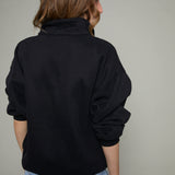 Hannah Oversized Fleece Henley Sweatshirt - Black