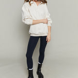 Hannah Oversized Fleece Henley Sweatshirt - Oat