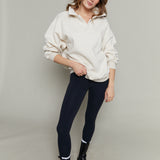 Hannah Oversized Fleece Henley Sweatshirt - Oat