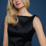 London Satin Bow Back Mini Dress - Black