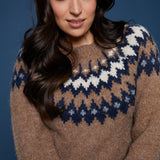 Nova Fair Isle Crew Neck Sweater - Brown