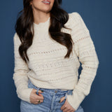 Gracie Open Stitch Padded Shoulder Sweater