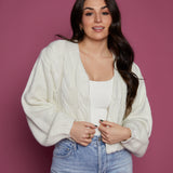 Ophelia Puff Sleeve Cable Knit Cardigan