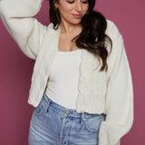 Ophelia Puff Sleeve Cable Knit Cardigan