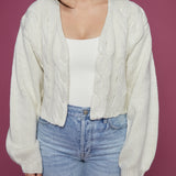 Ophelia Puff Sleeve Cable Knit Cardigan