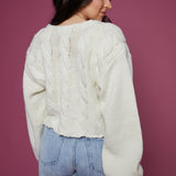 Ophelia Puff Sleeve Cable Knit Cardigan