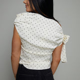 Kiki Off The Shoulder Polka Dot Satin Top