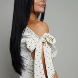 Kiki Off The Shoulder Polka Dot Satin Top