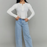 Tommy Crop High Rise Bowed Wide Leg Jean - Modena