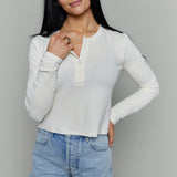Anya Rib Henley Top - Cloud