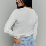 Anya Rib Henley Top - Cloud