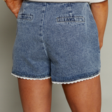 Marley High Waisted Eyelet Trimmed Short