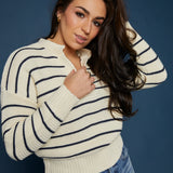 Diana Navy Striped V-Neck Sweater
