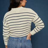 Diana Navy Striped V-Neck Sweater