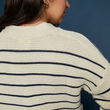 Diana Navy Striped V-Neck Sweater