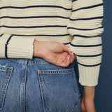 Diana Navy Striped V-Neck Sweater