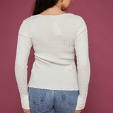 Caroline Square Neck Button Up Sweater