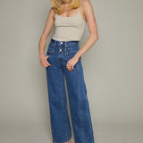 Callie Stacked Waist Wide Leg Jeans - Reflection
