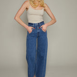 Callie Stacked Waist Wide Leg Jeans - Reflection