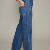 Callie Stacked Waist Wide Leg Jeans - Reflection