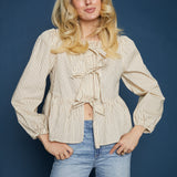 Ginny Striped Tie-Front Blouse