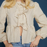 Ginny Striped Tie-Front Blouse