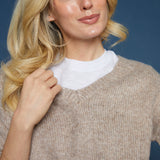 Capri Slouchy V-Neck Sweater - Heather Taupe