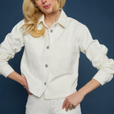 Mischa Cropped Denim Jacket - Off White