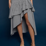Marina Tiered Ruffle Hem Midi Skirt