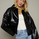 Brenna Cropped Leather Jacket