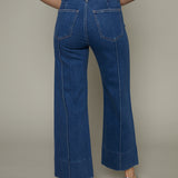 Lana Ankle Pintuck High Rise Wide Leg Jean - Country Club