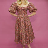 Alessa Floral Puff Sleeve Midi Dress