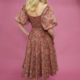 Alessa Floral Puff Sleeve Midi Dress