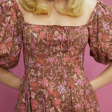 Alessa Floral Puff Sleeve Midi Dress