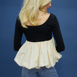 Jacqueline Long Sleeve Bubble Hem Top
